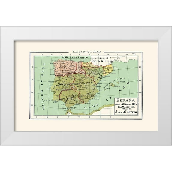 Artero 18x13 White Modern Wood Framed Museum Art Print Titled - Spain 866 AD to 967 AD - Artero 1879