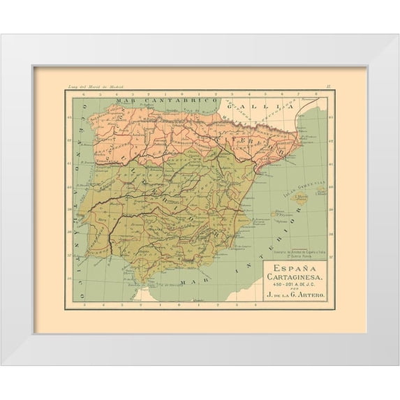 Artero 24x20 White Modern Wood Framed Museum Art Print Titled - Spain 450 BC to 201 BC - Artero 1879
