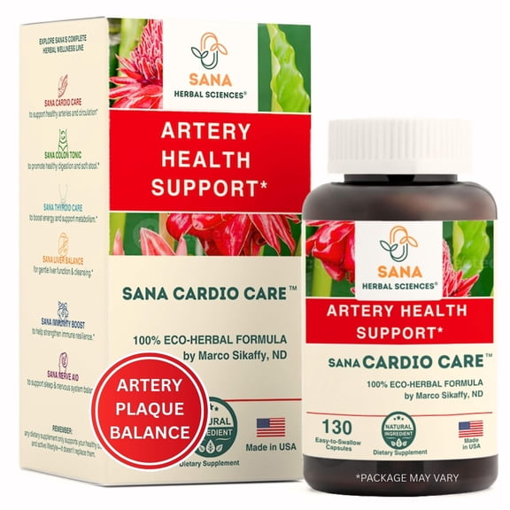Artery Plaque Removal & Circulation Support – 4-Element Heart Health Supplement for Healthy Cholesterol – 1 Month Supply – by Sana Herbal & Dr. Marco Sikaffy