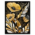 thumbnail image 1 of Artery8 Abstract Poppies Gold Black Floral Watercolour Living Room Art Print Framed Poster Wall Decor 12x16 inch, 1 of 3