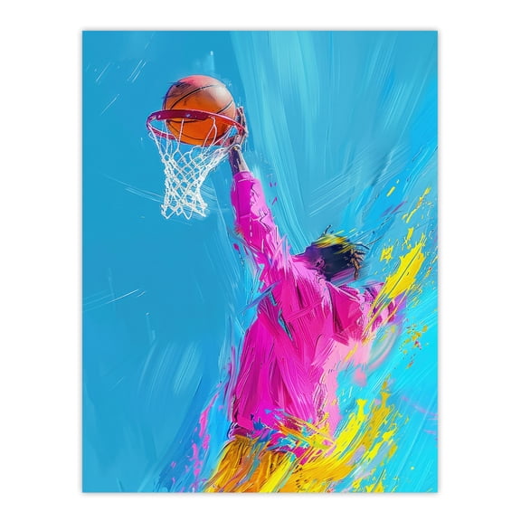 Artery8 Abstract Slam Dunk Shot Basketball Player For Living Room Unframed Wall Art Print Poster Home Decor