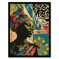 Artery8 African Woman Colourful Pattern Portrait Painting For Living Room Art Print Framed Poster Wall Decor 12x16 inch