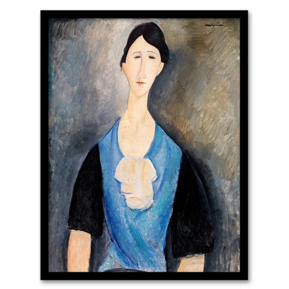 Artery8 Amedeo Modigliani Young Woman in Blue Portrait Framed Wall Art Print Home Décor A4