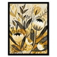 thumbnail image 1 of Artery8 Anemone Flowers Mustard Yellow Grey Boho Design Living Room Artwork Framed Wall Art Print A4, 1 of 3