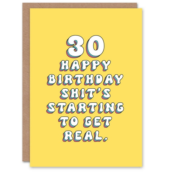 Artery8 Birthday Card 30th Sh*t Gets Real Fun Funny Happy Joke Humour Her Sister Niece Daughter Granddaughter Woman Greeting Card
