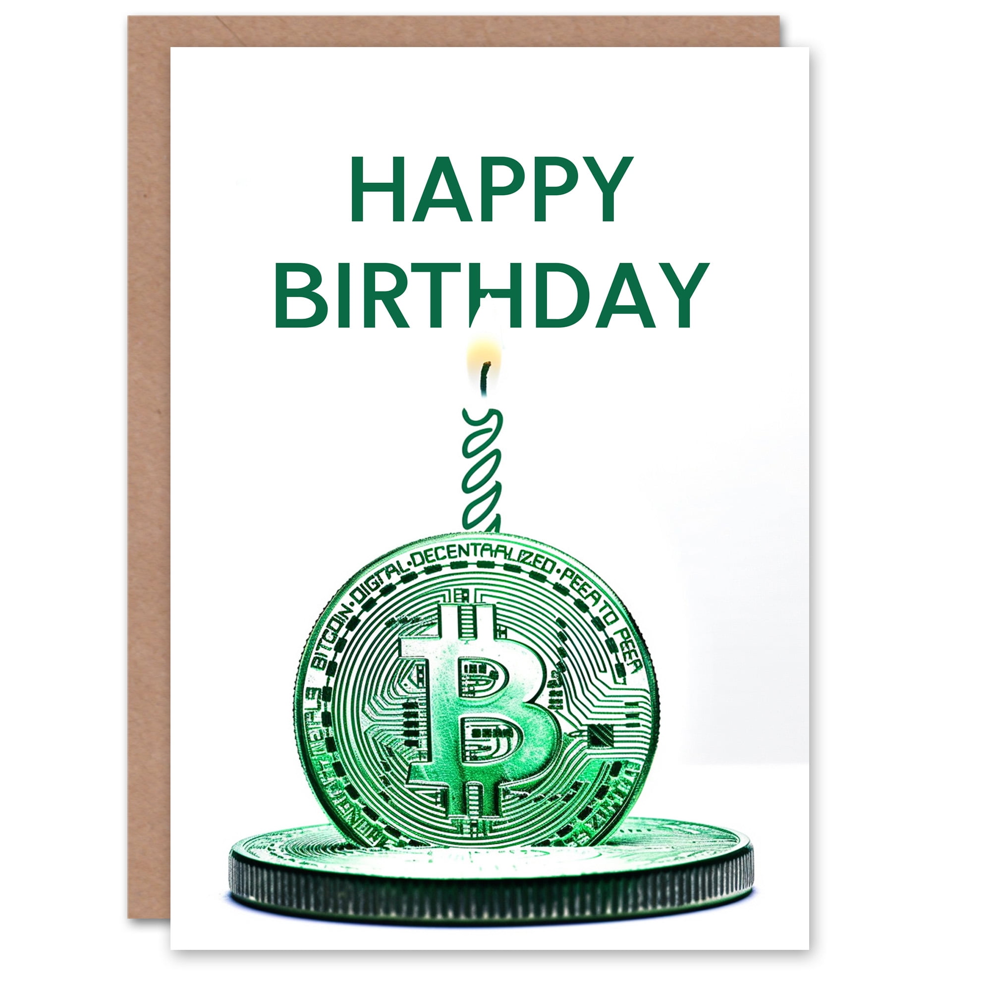 Artery8 Birthday Card Candle Crypto Green Currency For Him Man Male Dad  Brother Son Papa Grandad Greeting Card - Walmart.com
