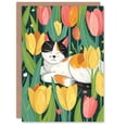 thumbnail image 1 of Artery8 Birthday Card Cat Lover Calico Kitty in Tulip Flower Field For Her Gran Sister Niece Daughter Wife Woman Greeting Card, 1 of 3
