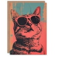 thumbnail image 1 of Artery8 Birthday Card Cool Pet Retro Sunglasses Cat Lover For Him Man Male Dad Brother Son Papa Grandad Greeting Card, 1 of 3