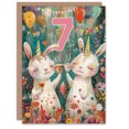 thumbnail image 1 of Artery8 Birthday Card Cute Bunny Rabbit Unicorn Balloons Forest Party 7th 7 Year Old For Child Kids Son Daughter Greeting Card, 1 of 3