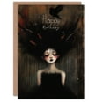 thumbnail image 1 of Artery8 Birthday Card Cute Goth Girl Strange Dark Portrait Painting For Her Woman Sister Niece Daughter Granddaughter Greeting Card, 1 of 3