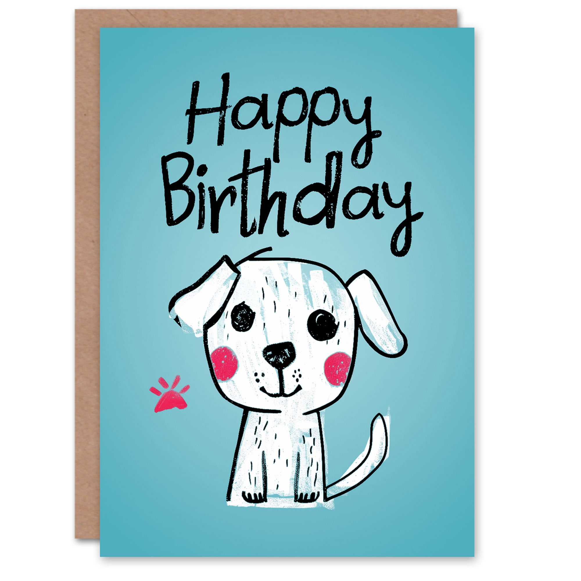 Artery8 3rd Birthday Card Cute Terrier Dog Puppy Party Hat Kids Age 3 Year Old Child For Son Daughter Girl Boy Happy Card