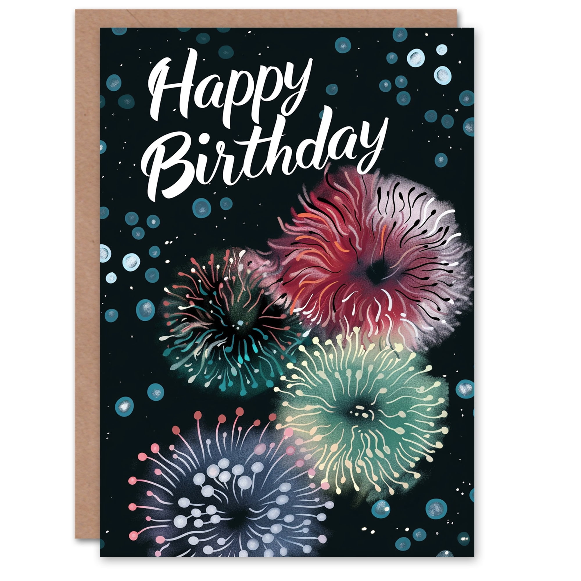 Artery8 Birthday Card Festive Fireworks Celebration Painting For Her ...