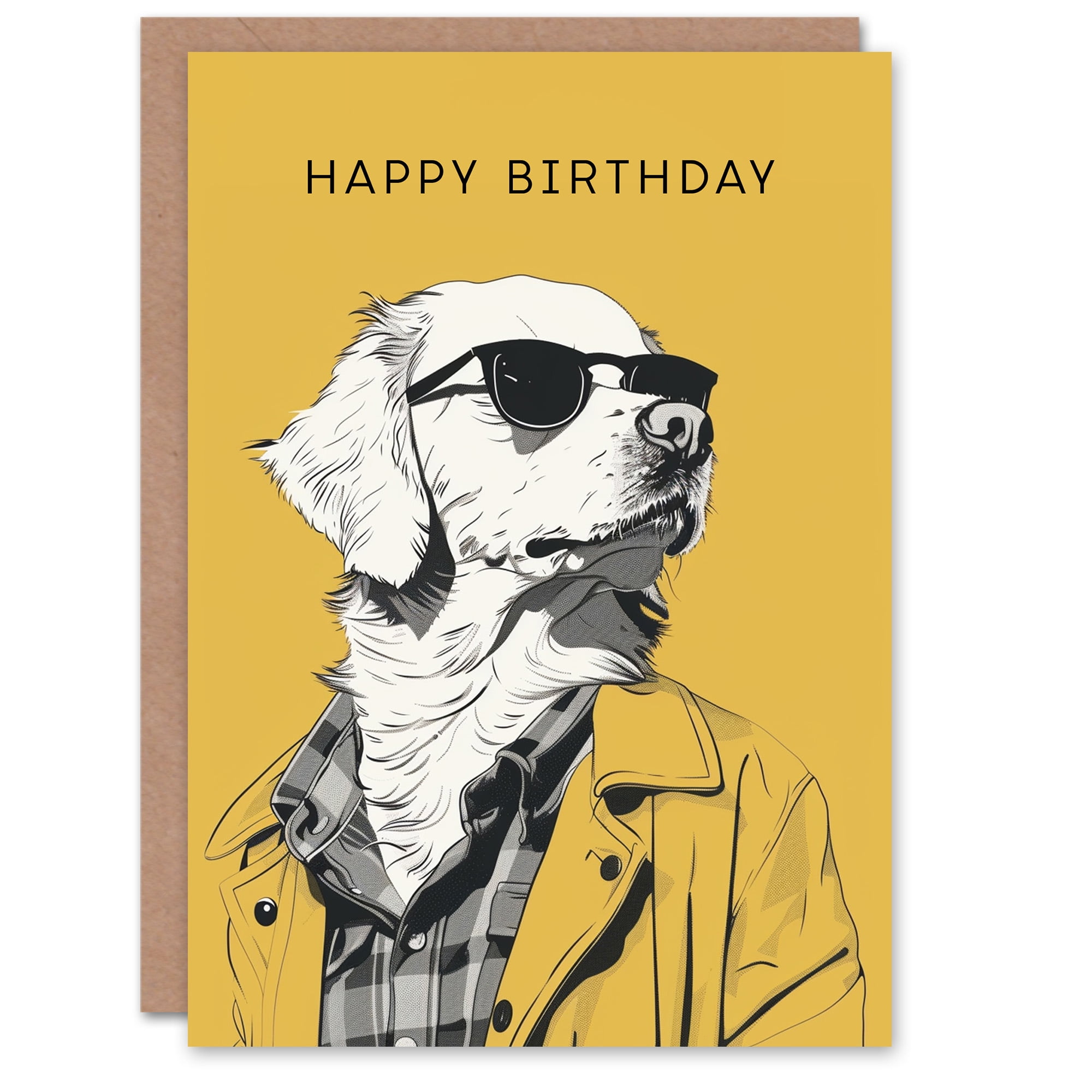 Artery8 Birthday Card Retro Old Man In Smoke Charming Mystic For Him Man Male Dad Brother Son Papa Grandad Greeting Card