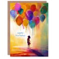 thumbnail image 1 of Artery8 Birthday Card Little Girl Large Colourful Balloons Painting For Child Kids Son Daughter Greeting Card, 1 of 3