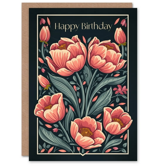 Artery8 Birthday Card Pink Iceland Poppy Flowers Vintage Floral For Her Gran Sister Niece Daughter Wife Woman Greeting Card