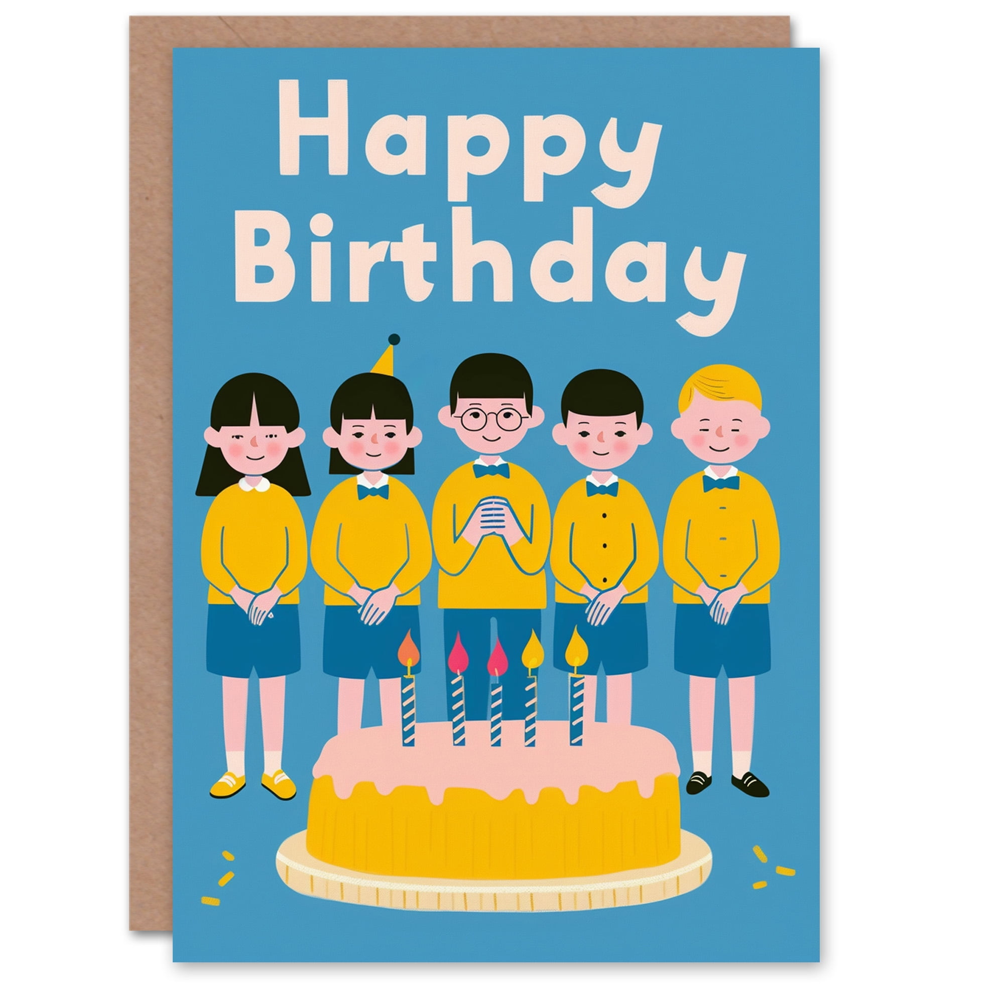 Artery8 Biglietto Auguri Compleanno Happy Cake For Her - 17,5x12,5 Cm Con Busta Premium - Interno Bianco - 3