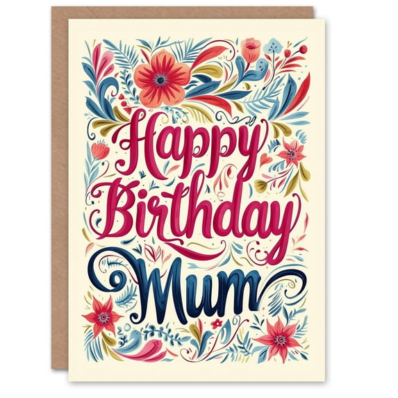Artery8 Birthday Card Spring Flower Frame Design For Mum Mam Mother Mummy Greeting Card