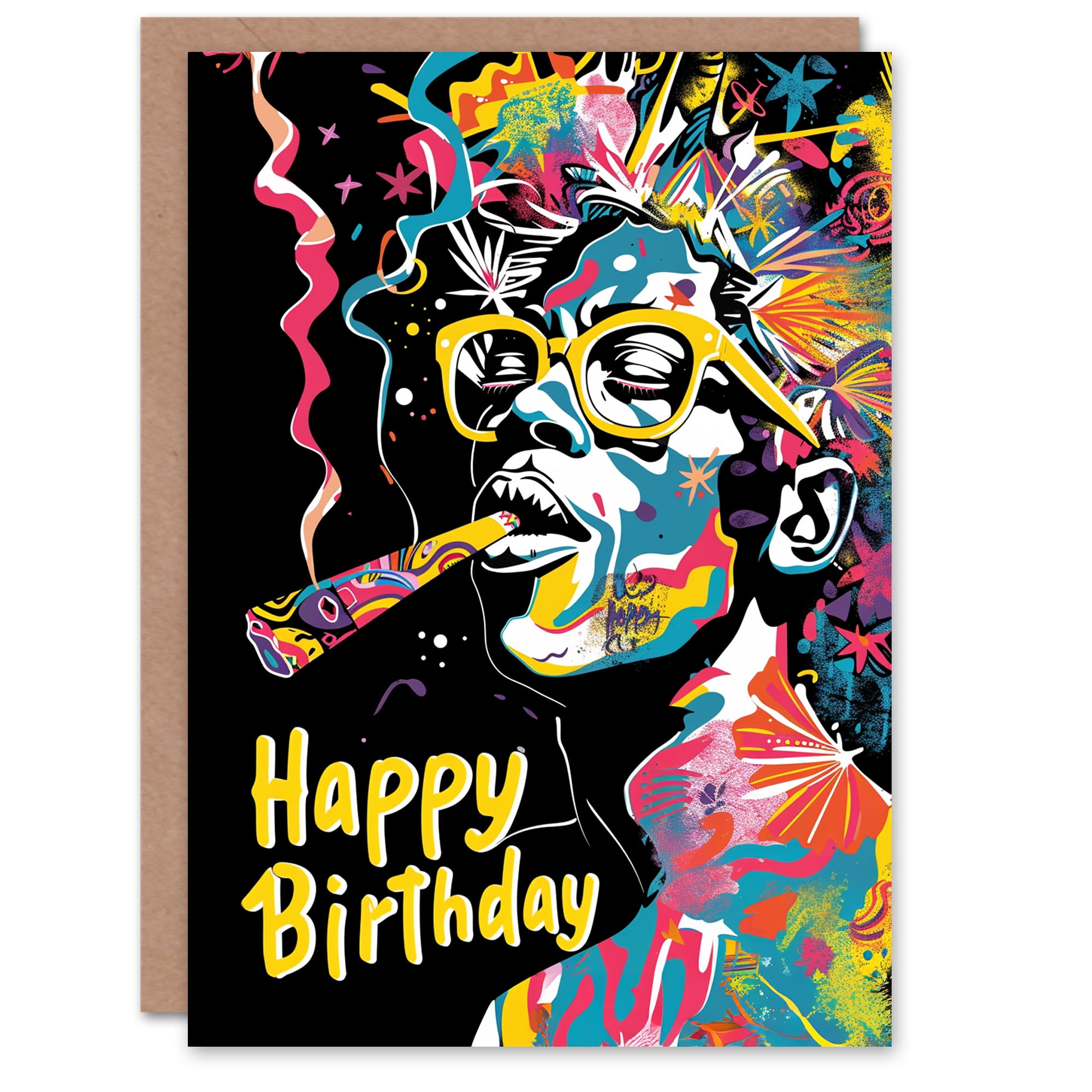 Biglietto Di Auguri Artery8 Cyberpunk Con Ritratto Donna E Neon VR - Cartolina Di Compleanno Per Uomo, Papà, Fratello, Figlio - Alta Qualità Con Busta Inclusa, Formato 17.5x12.5cm - 3