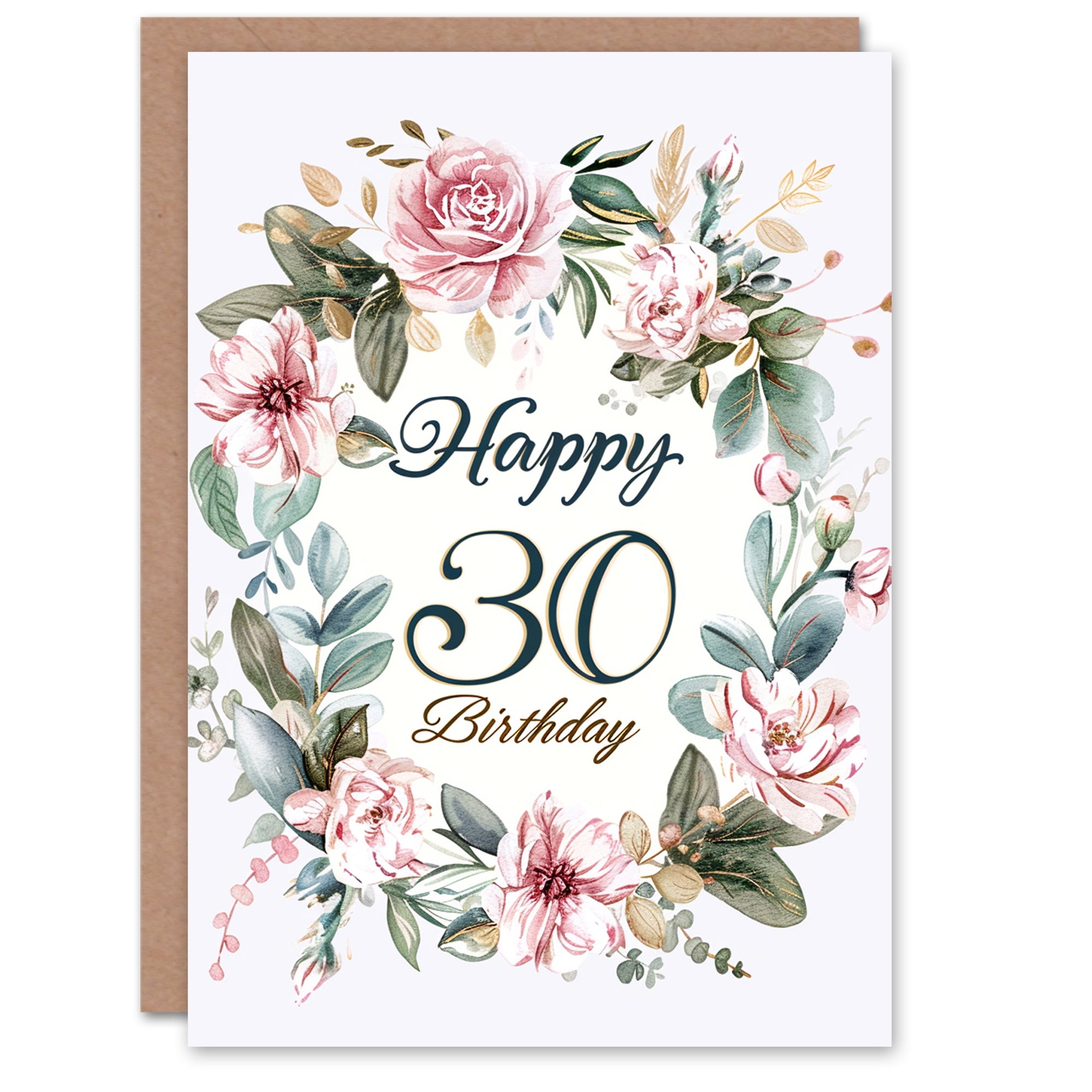 Artery8 Birthday Card Vintage Floral Bright Watercolour Design 30th Age 30 Years Old For Her Woman Wife Sister Niece Daughter Greeting Card