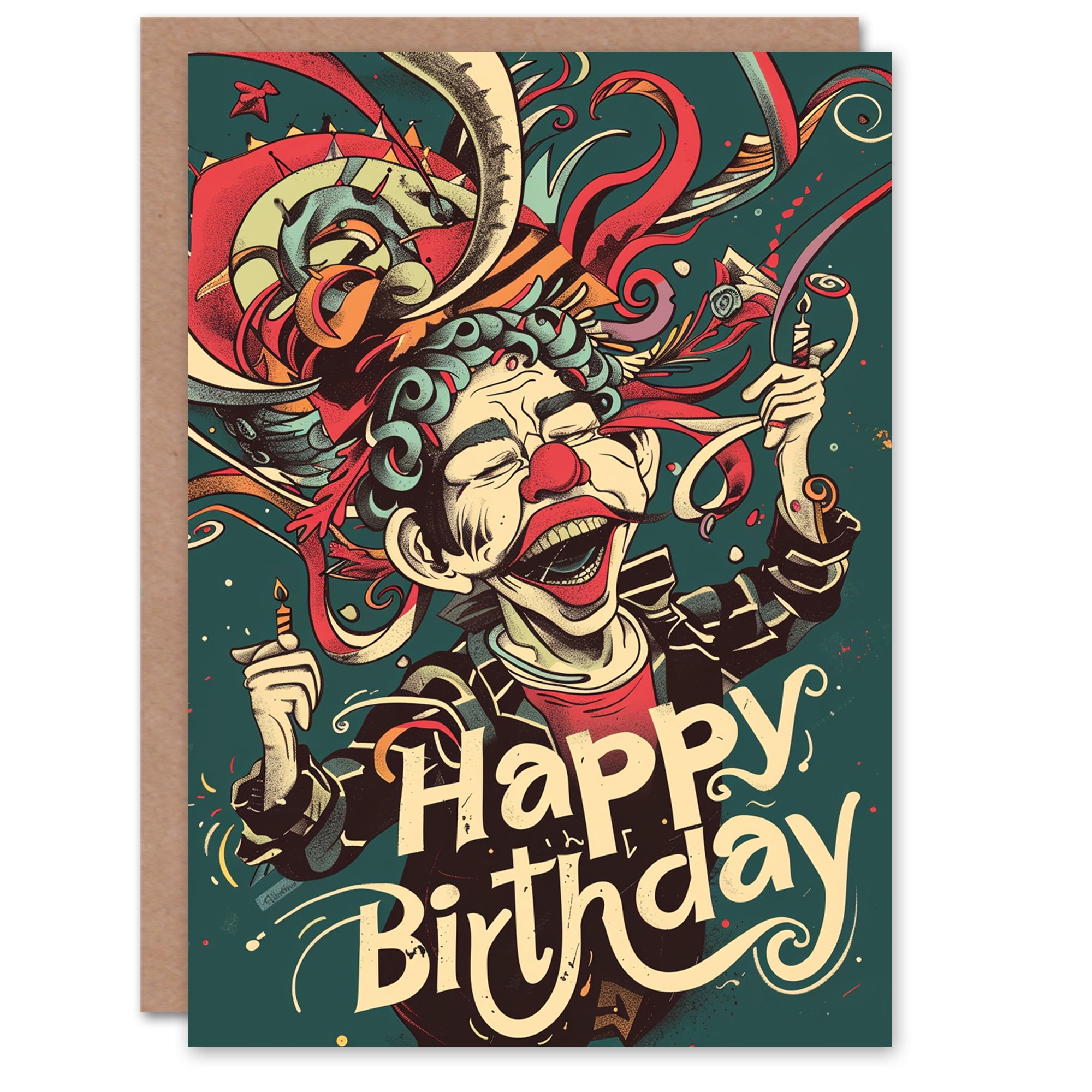 Biglietto Di Auguri Artery8 Cyberpunk Con Ritratto Donna E Neon VR - Cartolina Di Compleanno Per Uomo, Papà, Fratello, Figlio - Alta Qualità Con Busta Inclusa, Formato 17.5x12.5cm - 2