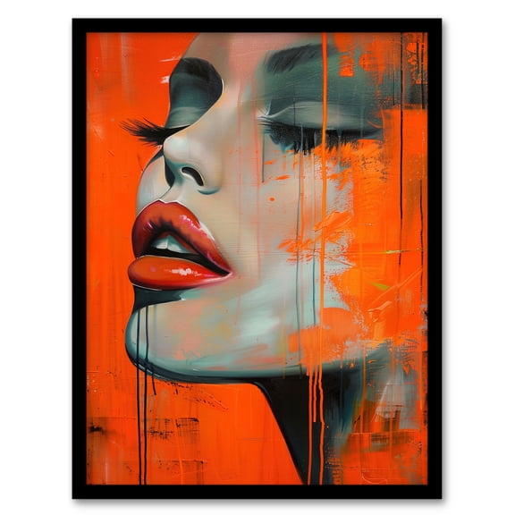 Artery8 Blood Orange Desire Summer Makeup Model Portrait Living Room Artwork Framed Wall Art Print A4