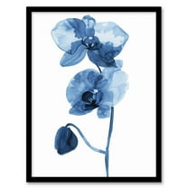 Artery8 Blue Orchid Flower Bloom Watercolour Painting Living Room Art Print Framed Poster Wall Decor 12x16 inch
