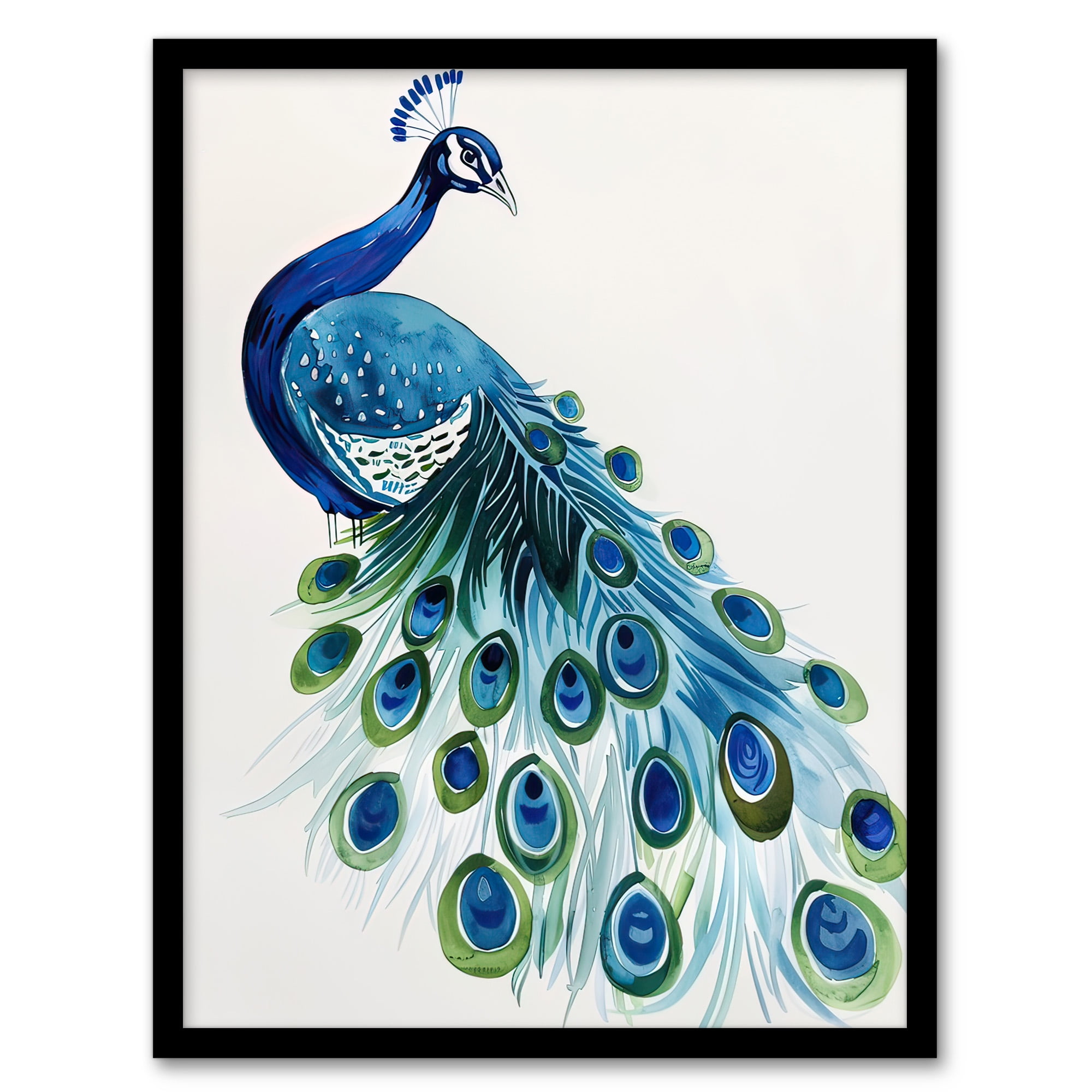 Artery8 Blue Peafowl Peacock Tail Feathers Watercolour Artery8 Blue Peafowl Peacock Tail Feathers Watercolour