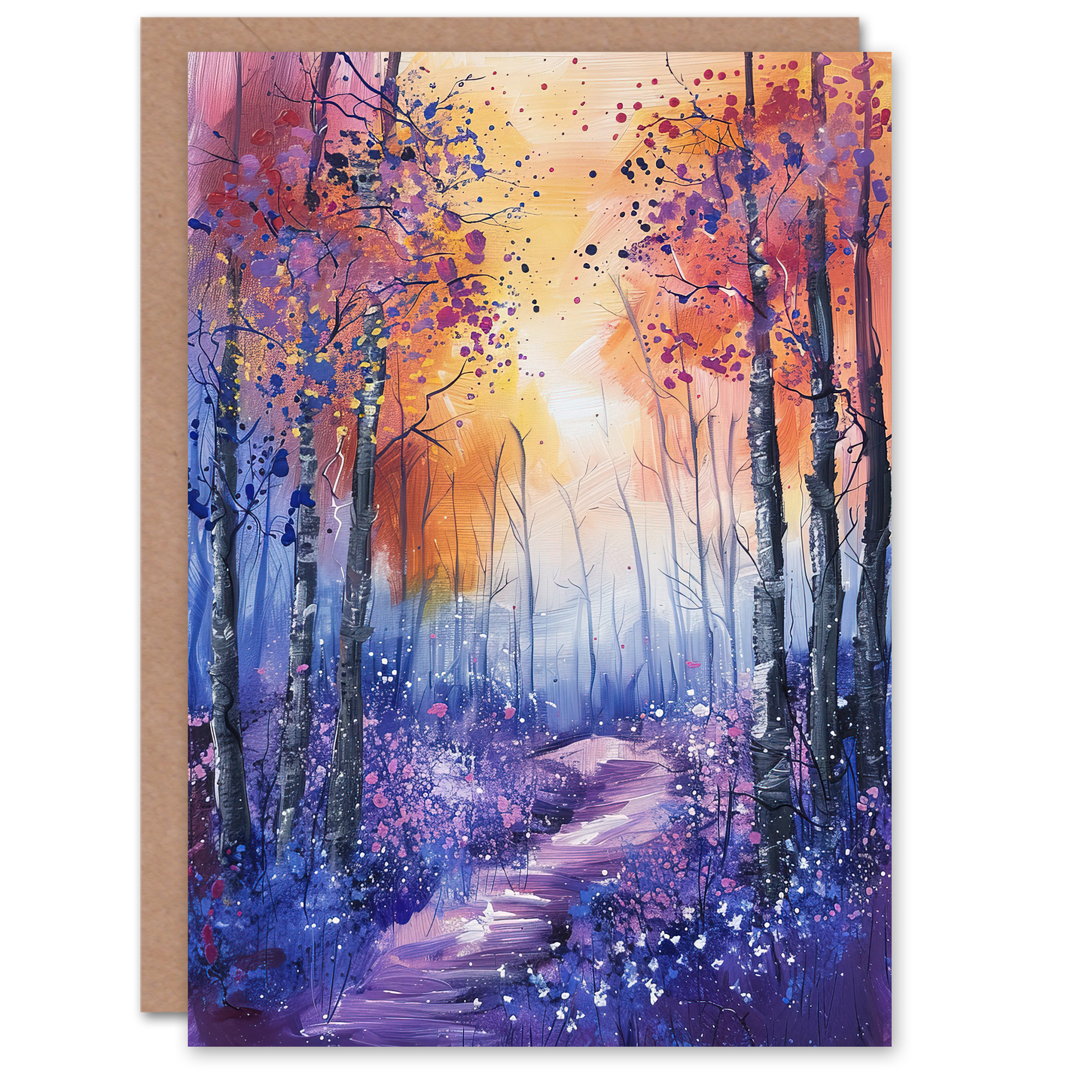 Artery8 Grußkarte 'Bluebell Flowers' – 17,5x12,5 Cm, Hochwertiger Karton, Blanko-Innenseite Mit Umschlag