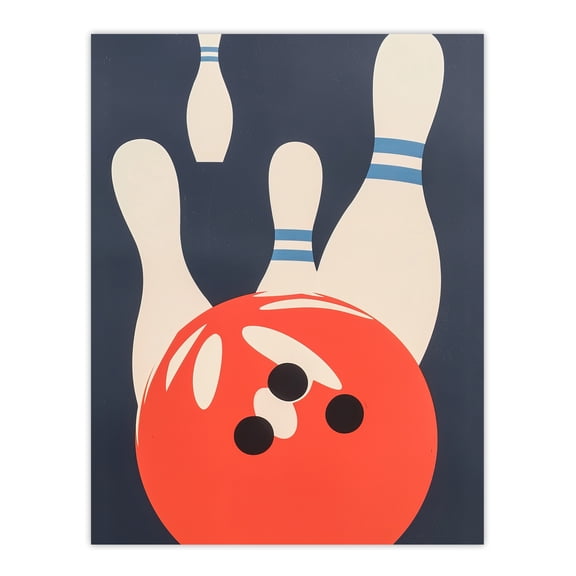 Artery8 Bowling Ball Strike Knocked Pins Sport Fun Man Cave Unframed Wall Art Print Poster Home Decor Premium