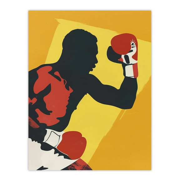 Artery8 Boxer Fight Boxing Match Gloves Yellow Portrait Living Room Unframed Wall Art Print Poster Home Decor Premium