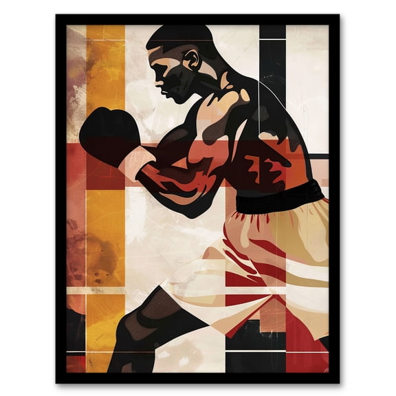 Artery8 Boxer Pop Art Portrait Fighter Boxing Design Living Room Art Print Framed Poster Wall Decor 12x16 inch