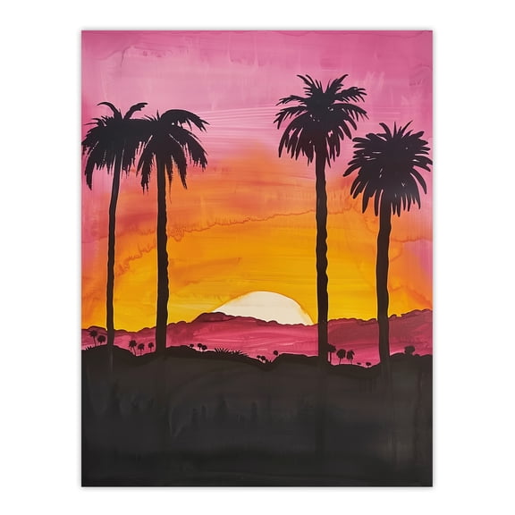Artery8 California Sunset Sky Orange Pink Sky Setting Sun Living Room Unframed Wall Art Print Poster Home Decor Premium
