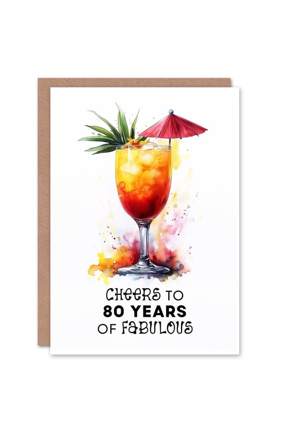 Cheers to 80 Years of Fabulous Cocktail Fun 80th Birthday Card For Women