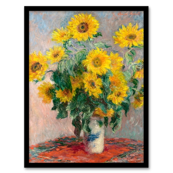 Artery8 Claude Monet Bouquet of Sunflowers Painting Framed Wall Art Print Home Décor A3