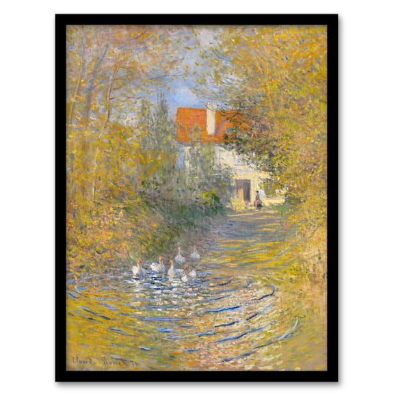 Artery8 Claude Monet The Geese Impressionist Painting Framed Wall Art Print Home Décor A4