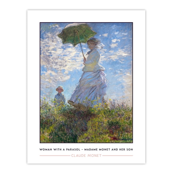 Artery8 Claude Monet Woman With Parasol Madame Monet And Son Living Room Large Wall Art Poster Print Thick Paper 18X24 Inch