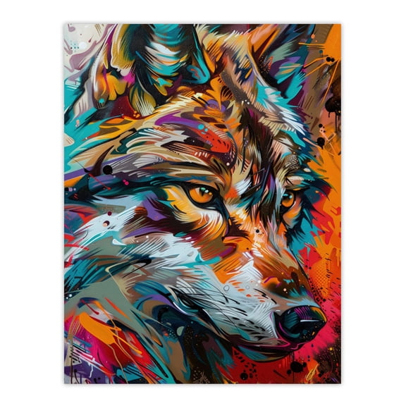 Artery8 Colourful Abstract Wolf Head Portrait Painting For Living Room Unframed Wall Art Print Poster Home Decor
