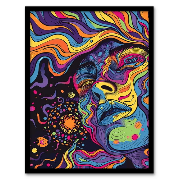 Artery8 Cosmic Trance Meditation Psychedelic Portrait Living Room Art Print Framed Poster Wall Decor 12x16 inch