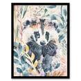 thumbnail image 1 of Artery8 Cute Badger Botanical Watercolour Soft Woodland Living Room Artwork Framed Wall Art Print A4, 1 of 5