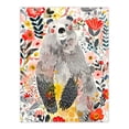 thumbnail image 1 of Artery8 Cute Happy Grey Bear in Wildflowers Folk Art Kids Bedroom Nursery Large Wall Art Poster Print Thick Paper 18X24 Inch, 1 of 3