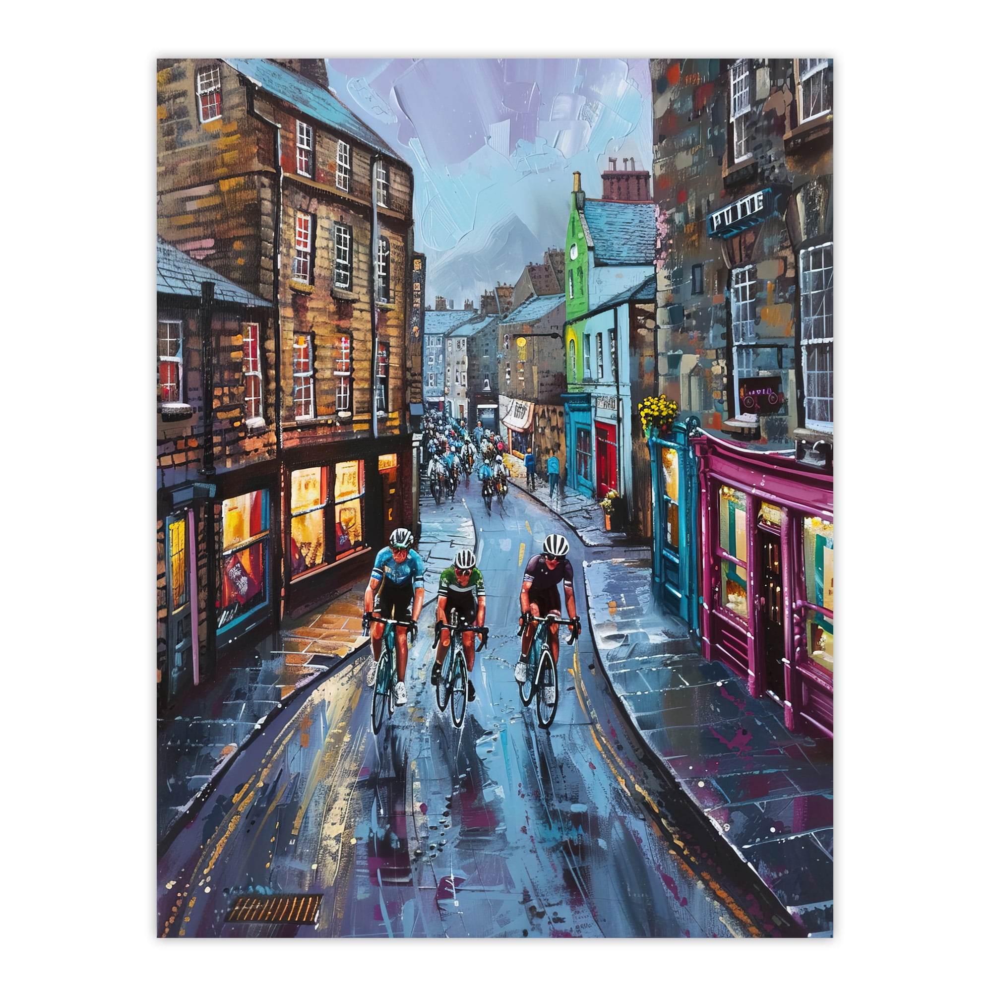 Artery8 Cyclists Tour De Yorkshire Race Modern Painting Living Room