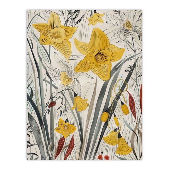 Artery8 Daffodils Floral Artwork Spring Wildflowers Living Room Large Wall Art Poster Print Thick Paper 18X24 Inch