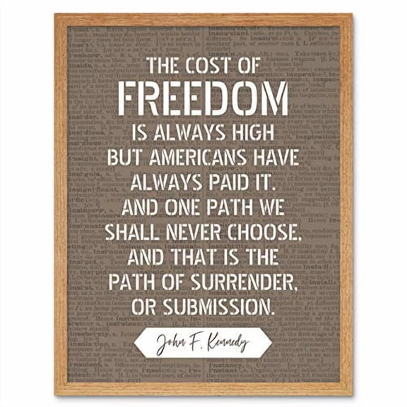 Artery8 Dictionary Page Quote John F Kennedy Freedom Price American Art Print Framed Poster Wall Decor 12x16 inch