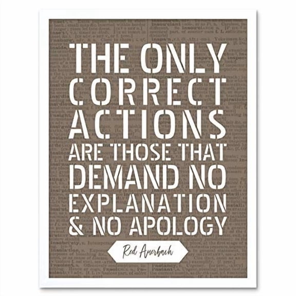 Artery8 Dictionary Page Quote Red Auerbach Correct Actions Art Print Framed Poster Wall Decor 12x16 inch