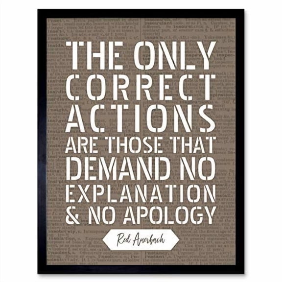 Artery8 Dictionary Page Quote Red Auerbach Correct Actions Art Print Framed Poster Wall Decor 12x16 inch