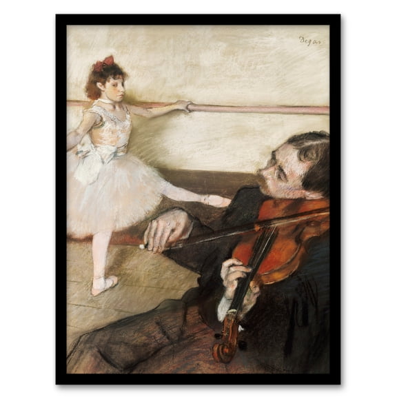 Artery8 Edgar Degas Dance Lesson with Violinist Framed Wall Art Print Home Décor A4