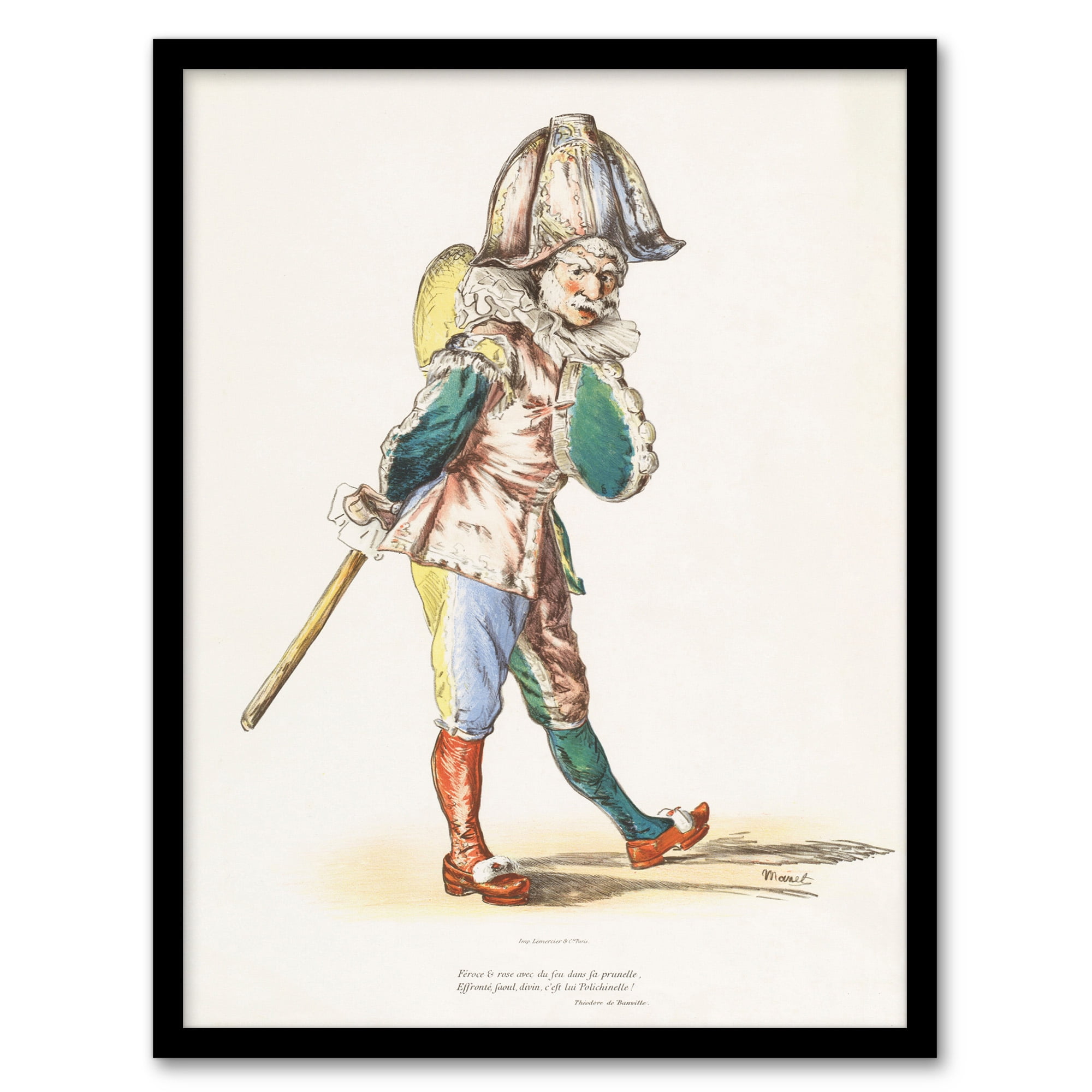 Artery8 Edouard Manet Polichinelle Clown Portrait Framed Wall Art Print ...