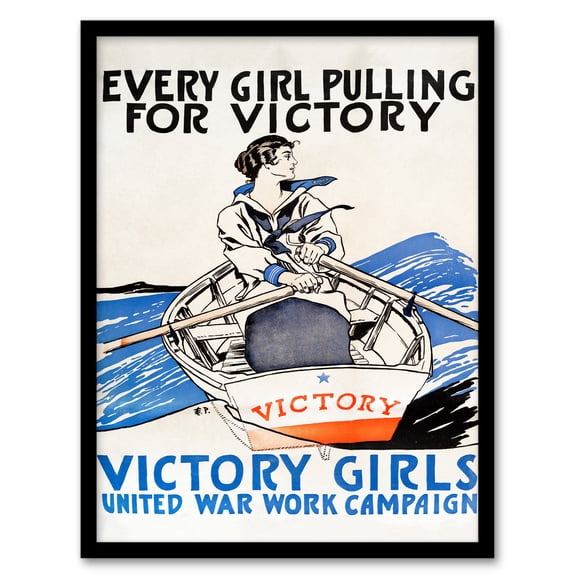 Artery8 Edward Penfield Every Girl Pulling for Victory Framed Wall Art Print Home Décor A4