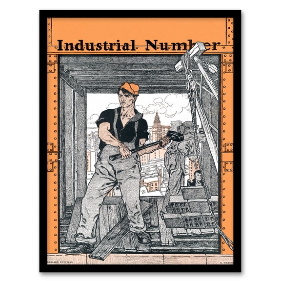 Artery8 Edward Penfield Industrial Number Worker Framed Wall Art Print Home Décor A4