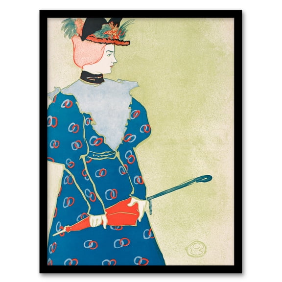 Artery8 Edward Penfield Woman Holding Umbrella Painting Framed Wall Art Print Home Décor A3